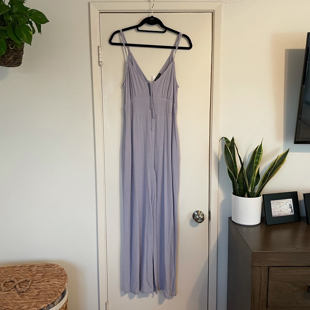 Lavender linen cami wide leg jumpsuit